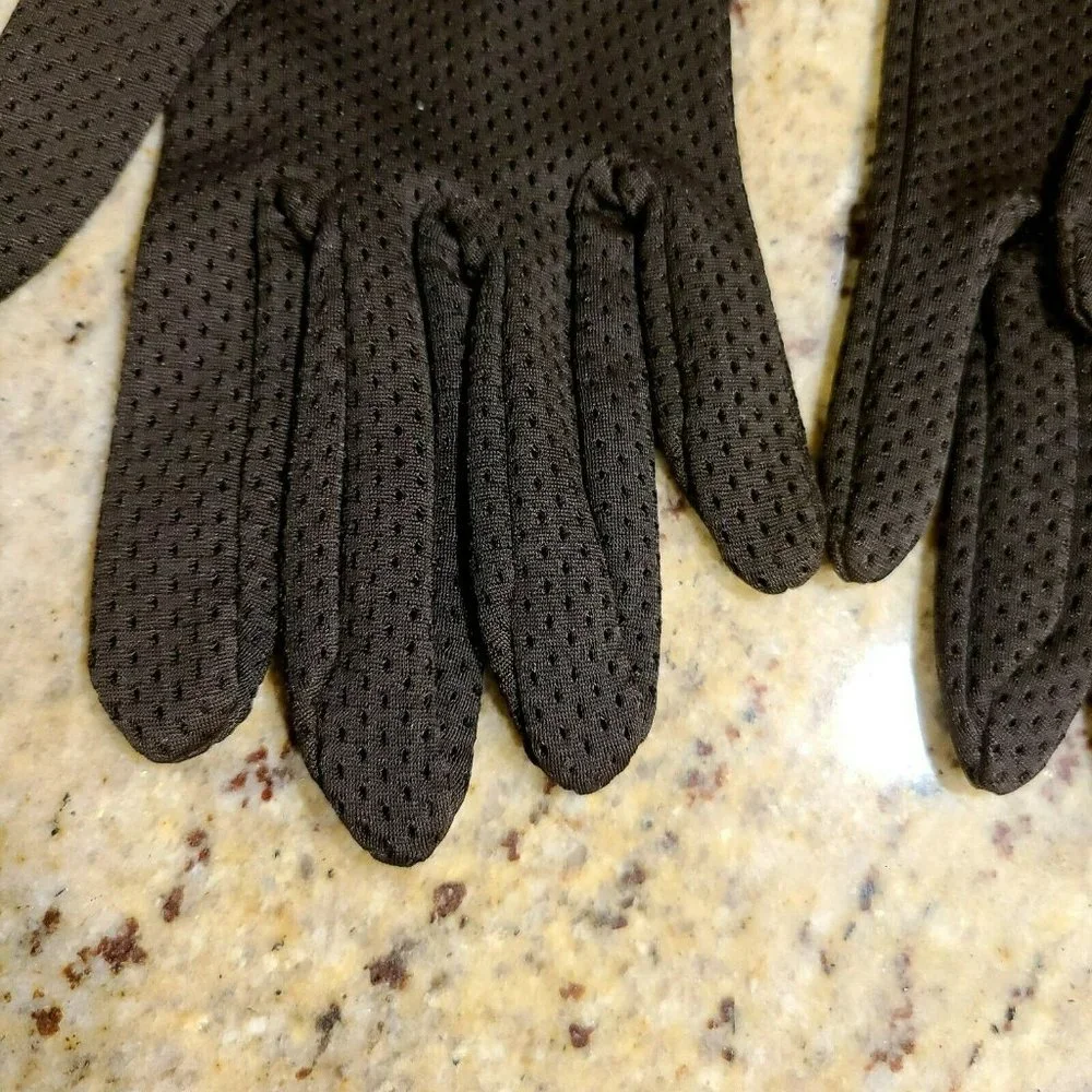 Vintage Kayser Nylon Pierced Driving Opera Formal Costume Brown Gloves. 7.5 USA
